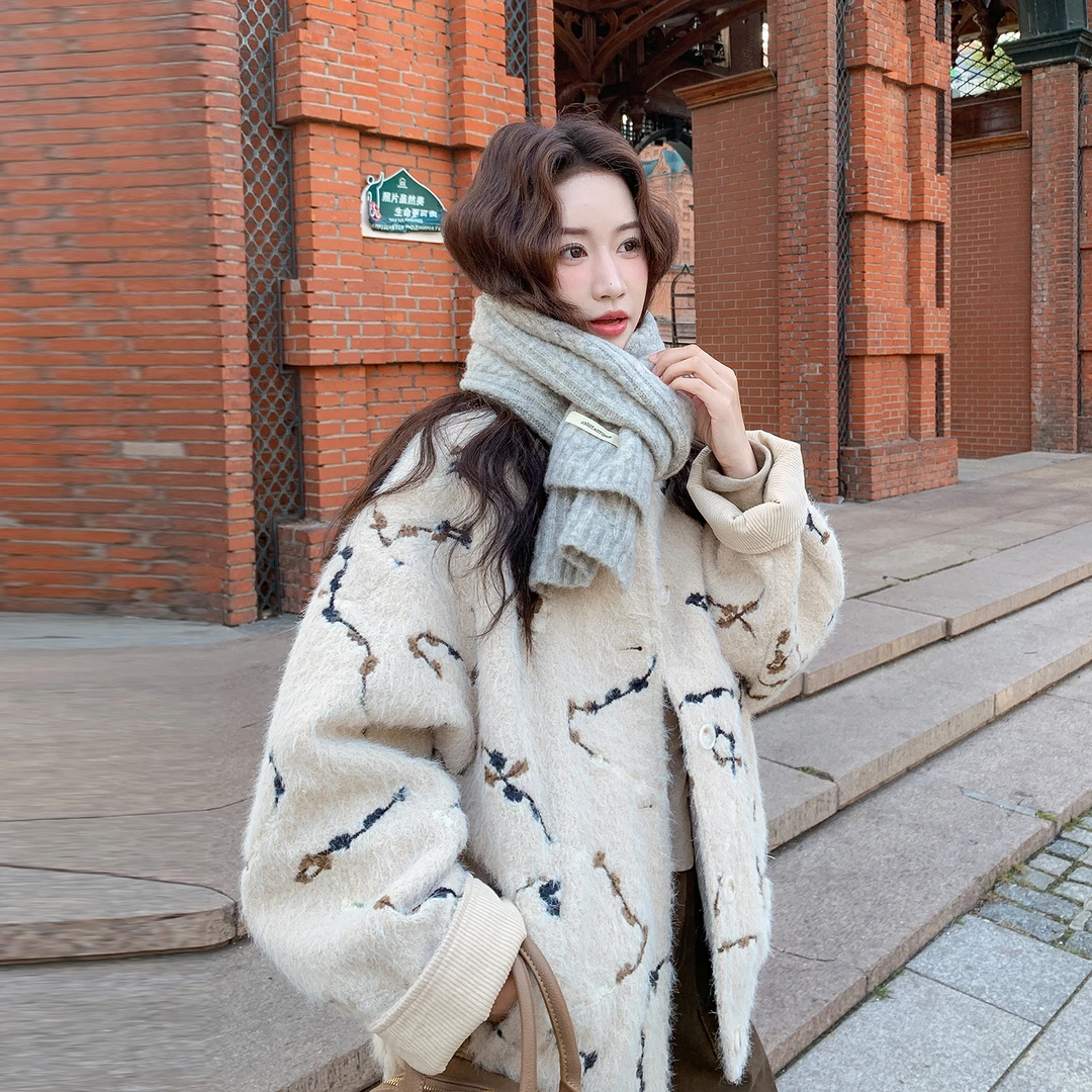 设计感撞色毛呢外套女2025冬季新款设计感小个子韩系夹棉呢子大衣