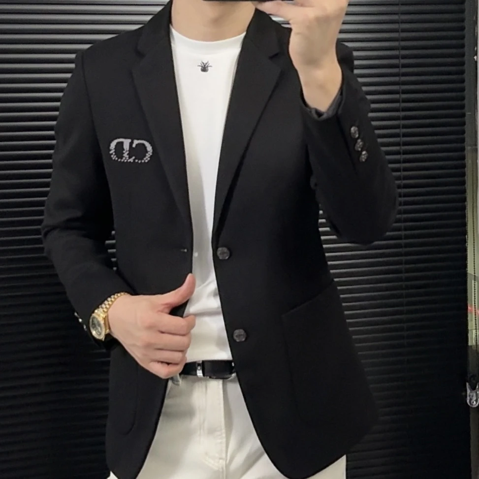 西服上装男装男春秋西装透气修身男士韩版厚款商务