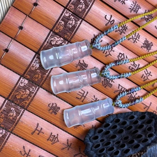 【节节高】天然岫玉高冰透竹节吊坠百搭款