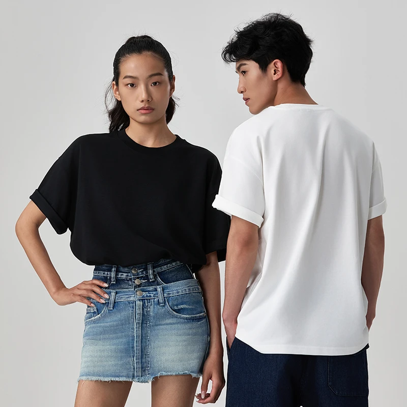 【43号链接-刺绣四叶草】夏季纯棉百搭男女情侣款圆领宽松T恤