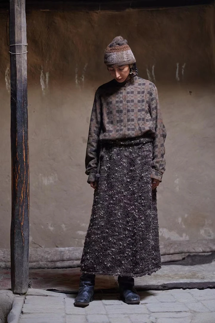 左岸迷香 针织半裙7019