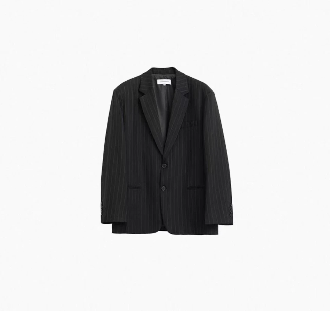 CB182#LIBAI 【高定系列】黄景瑜同款宽松竖条纹羊毛西服外套