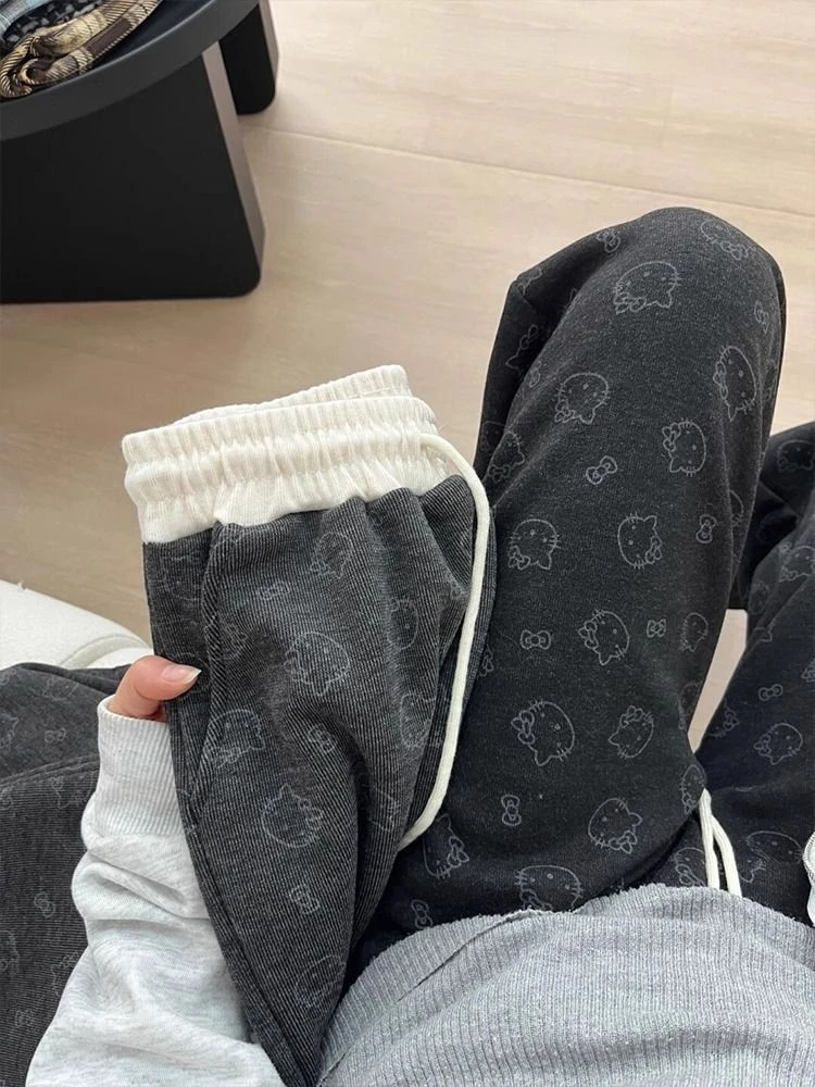 孕妇裤子2025秋季新款外穿印花时尚宽松百搭显瘦不勒肚阔腿裤子