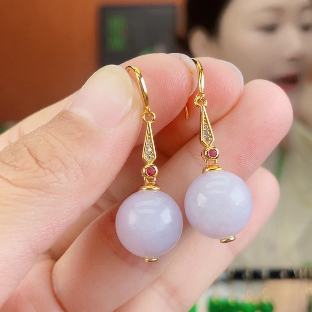 翡翠银S925镶嵌耳饰