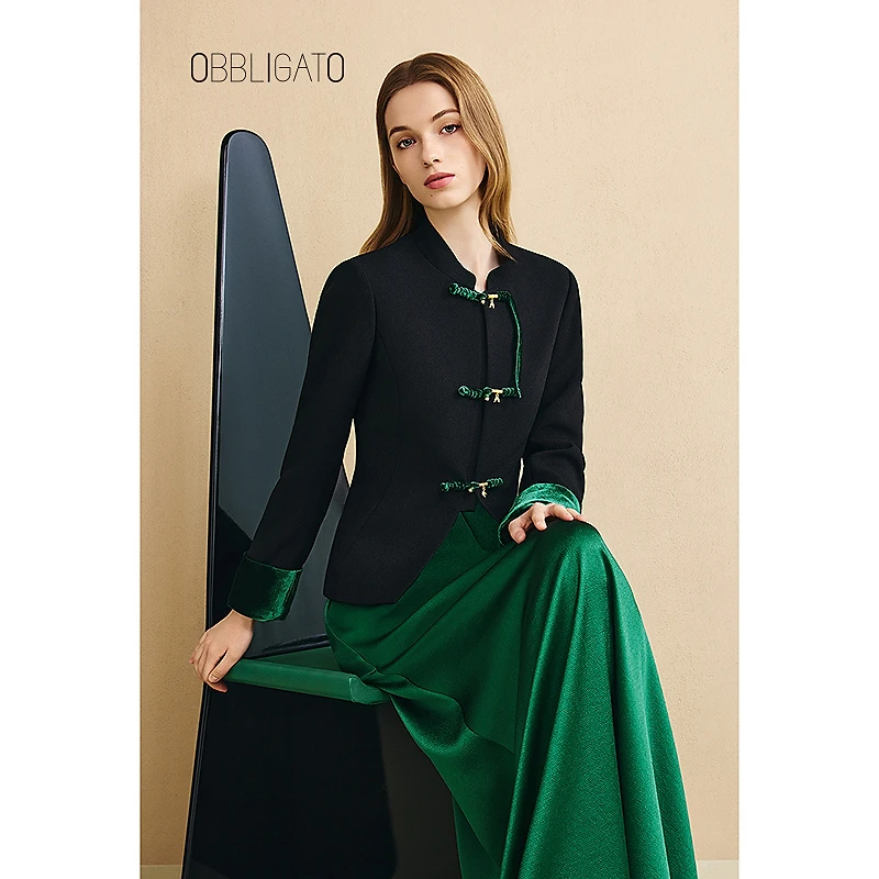 奥丽嘉朵【星线好物】2025冬季1C35510290新品里布中式盘扣外套