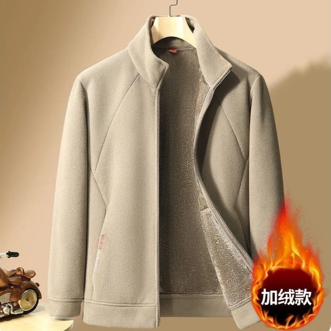 抓绒衣男士摇粒绒外套加绒加厚宽松卫衣休闲保暖立领秋冬季上衣