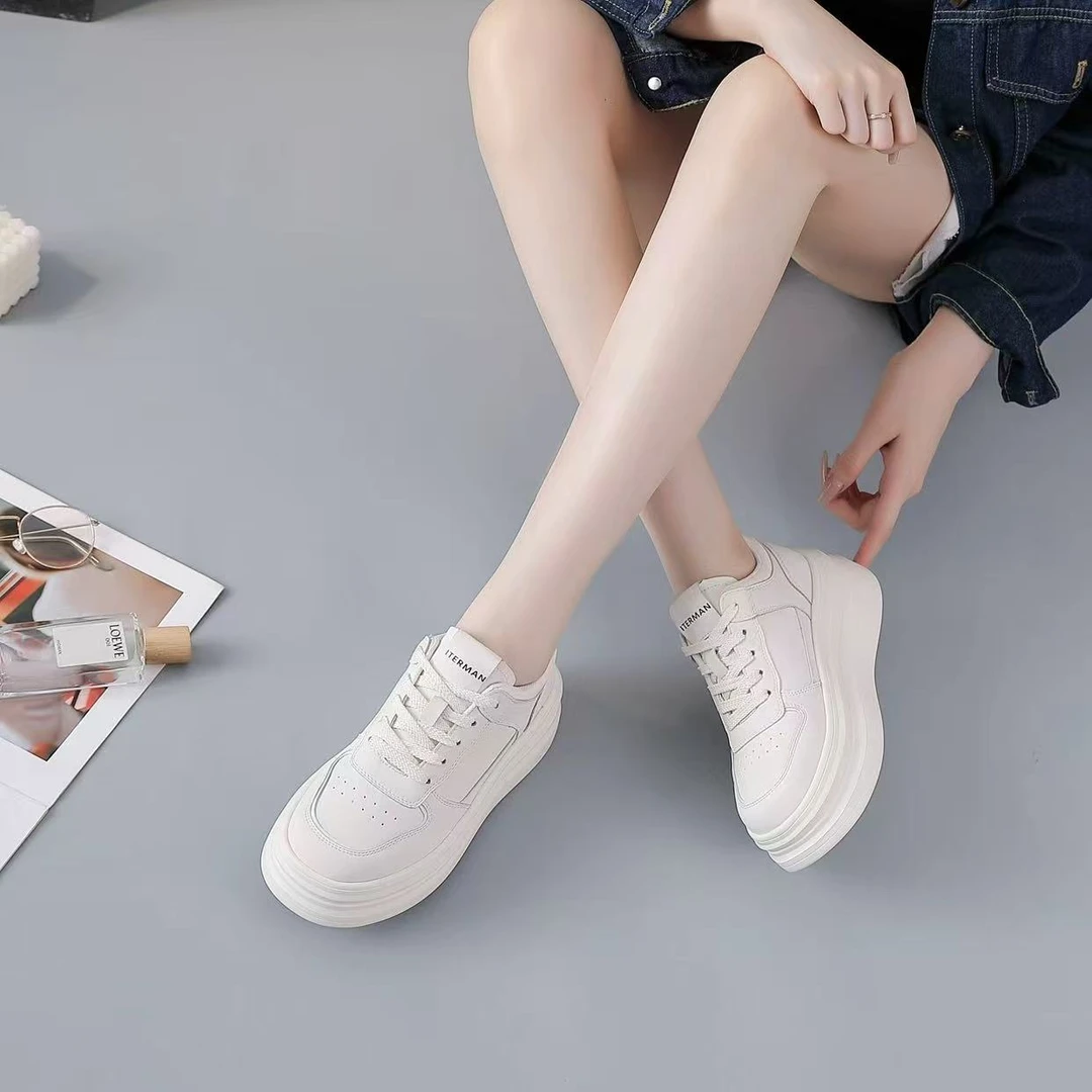 防水板鞋透气增高纳帕皮时尚休闲鞋秋季运动风深口6028