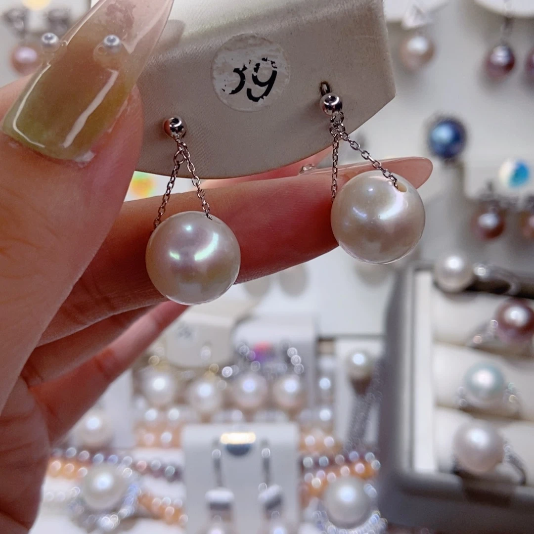 银S925镶嵌淡水珍珠耳饰