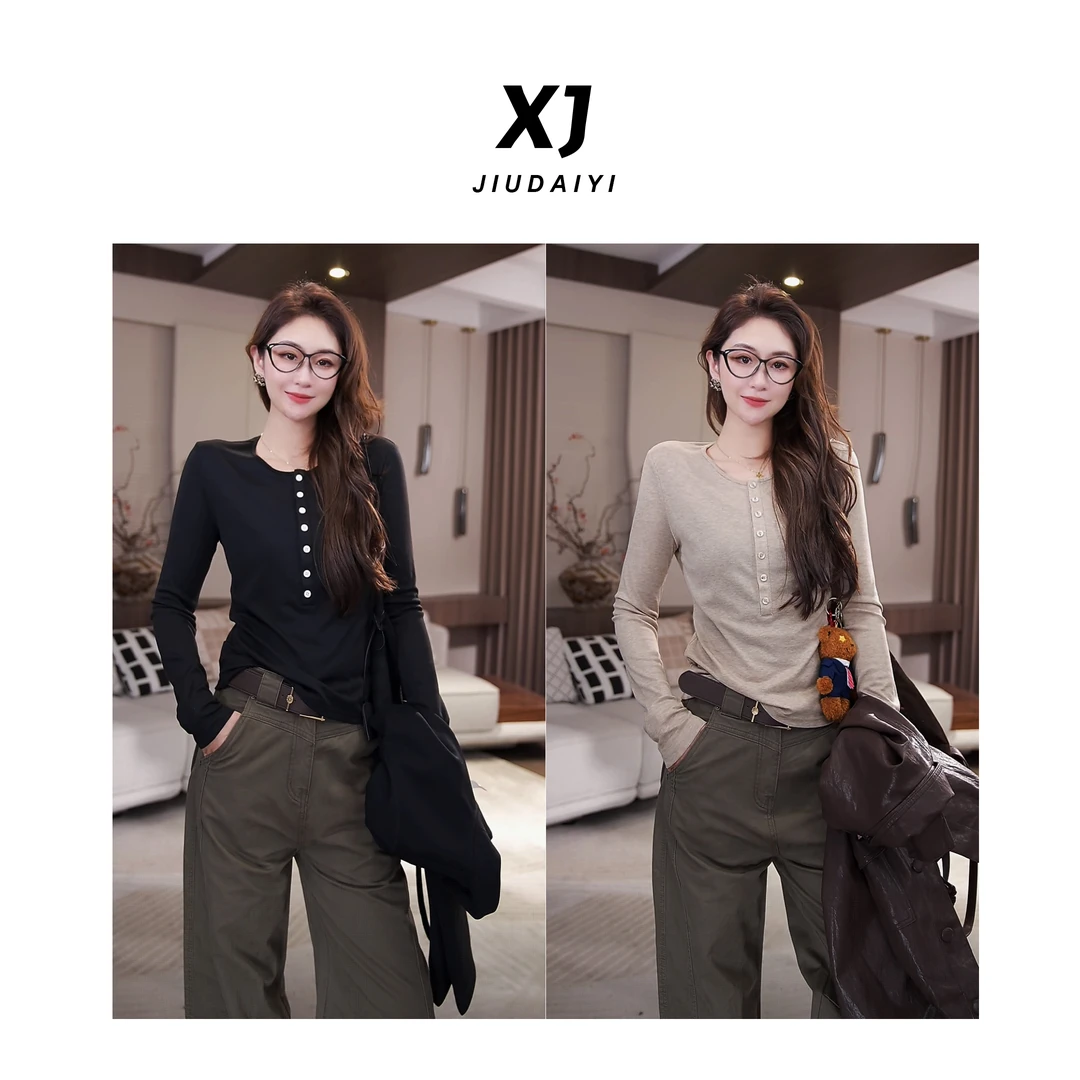 玖黛衣【满分松弛】新款时尚百搭休闲显瘦长袖T恤 TXJ43127