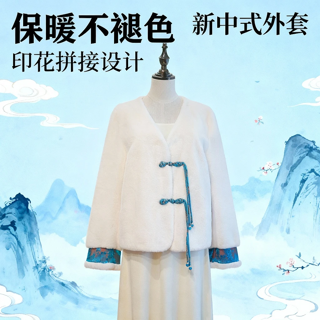 【蓝扣雪】新中式国风盘扣秋冬气质百搭保暖宽松短款外套