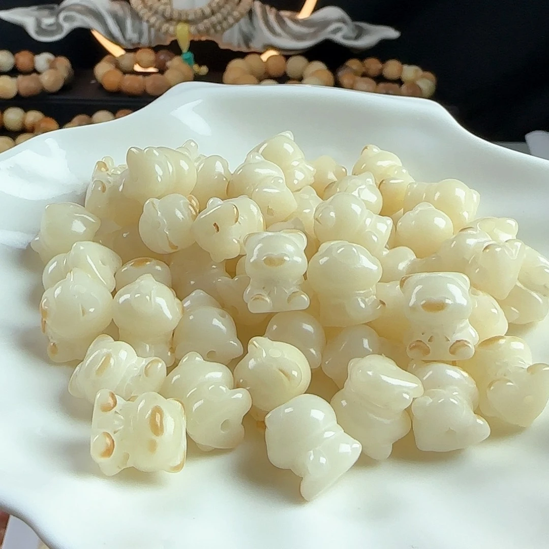 菩提根/象牙果手串瑕疵卡15炭烤爱心熊10颗