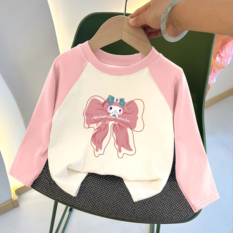 女童洋气童装长袖T恤德绒打底衫宝宝新款印花撞色打底上衣潮