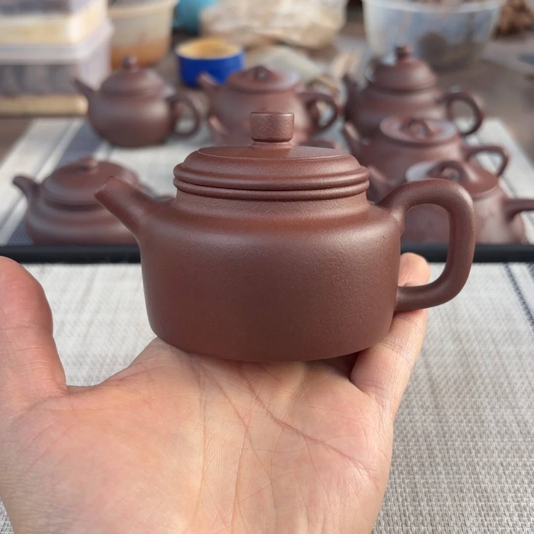 茶壶紫砂半手工老紫泥德钟壶150cc
