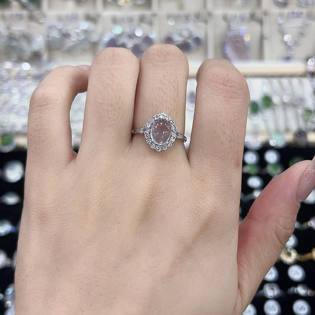 芙蓉石戒指银S925镶嵌