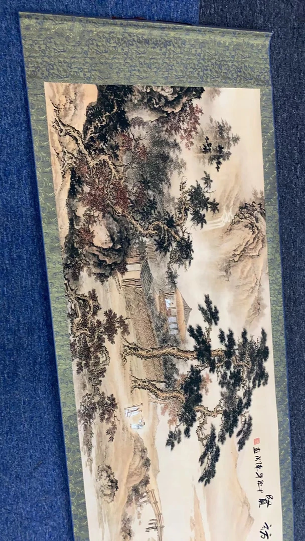六尺《溪山访贤》横幅卷轴装裱装饰字画书房，客厅茶室玄关装饰挂画