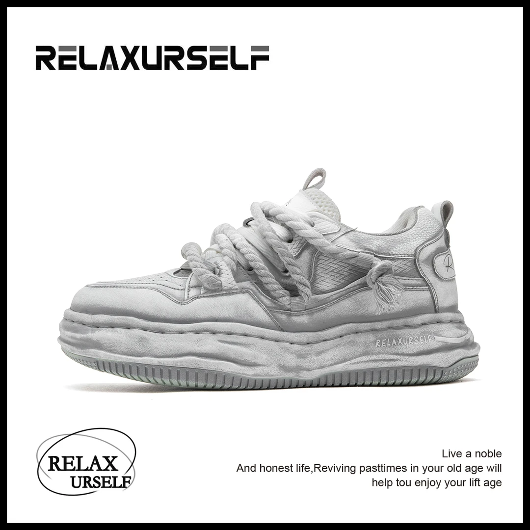 RELAXURSELF【明星同款】设计师擦色潮鞋复古百搭休闲增高情侣潮鞋