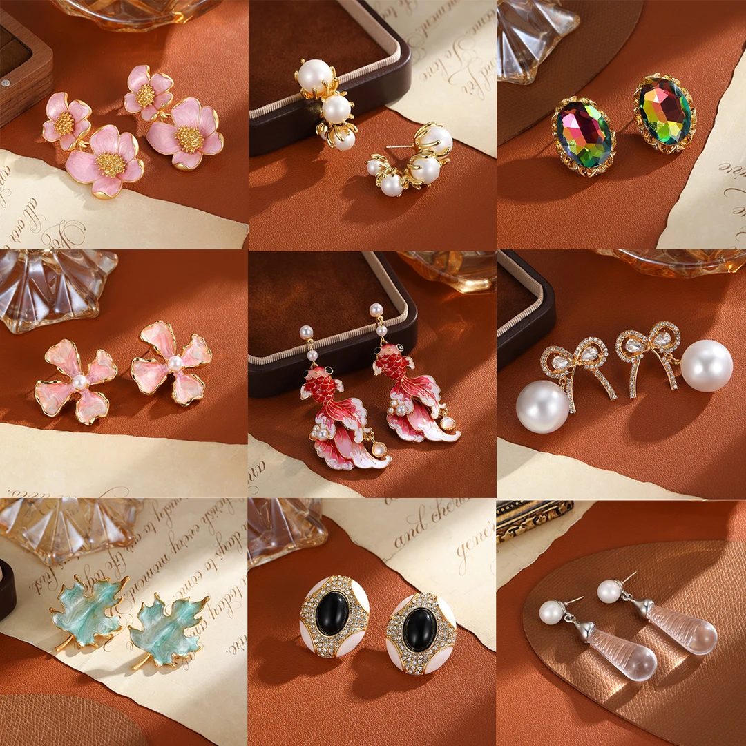 铜合金珐琅耳饰 三号 401-600 气质复古百搭小众轻奢耳饰