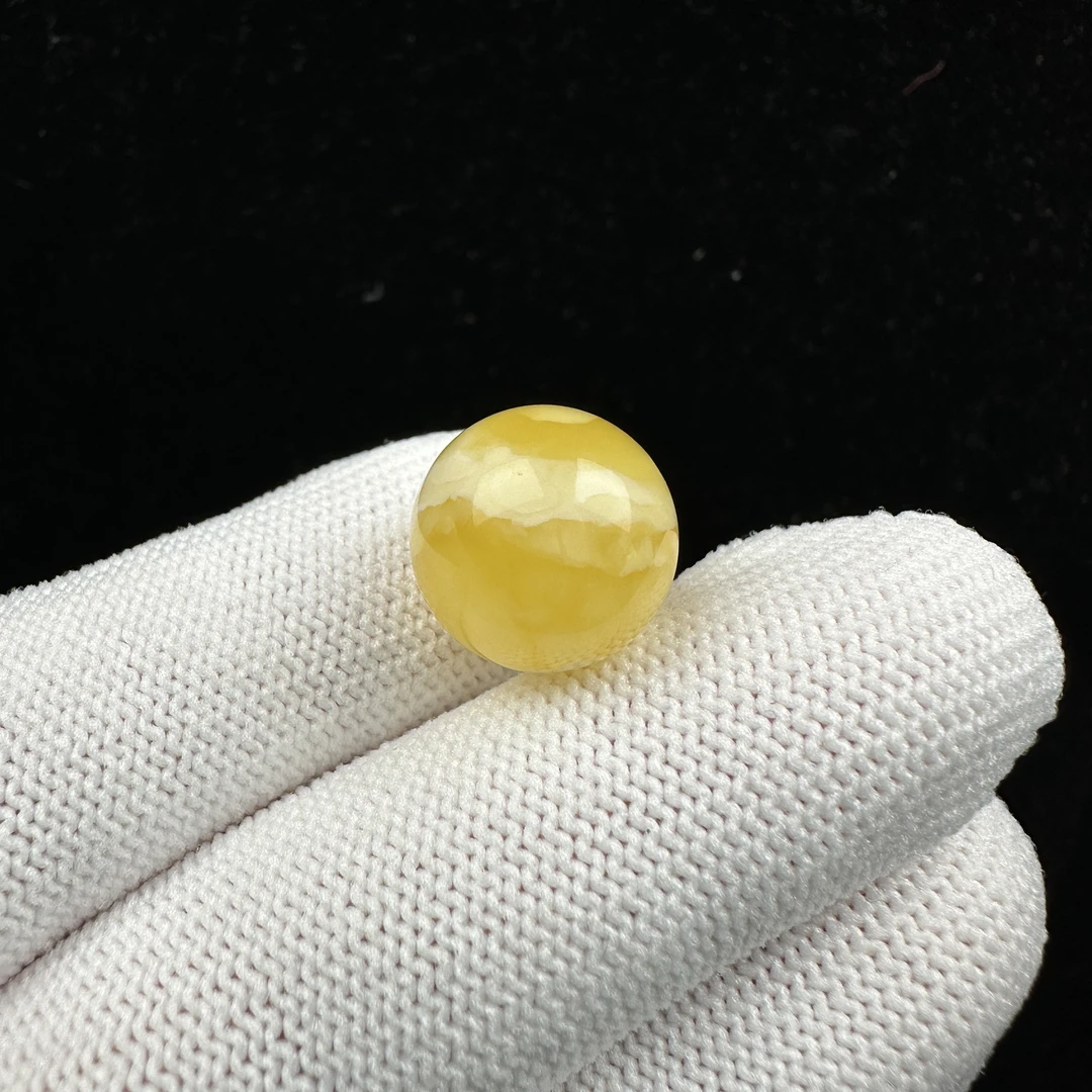 R2348天然原矿蜜蜡 鸡油黄单珠 13.4mm 支持复检假一罚四