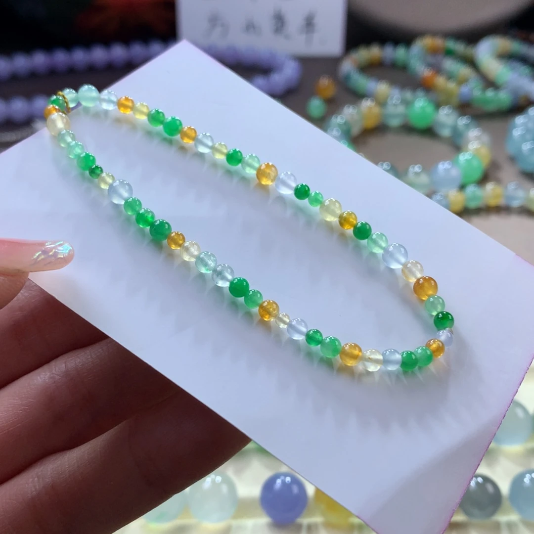 翡翠手链未镶嵌高冰波多宝小米