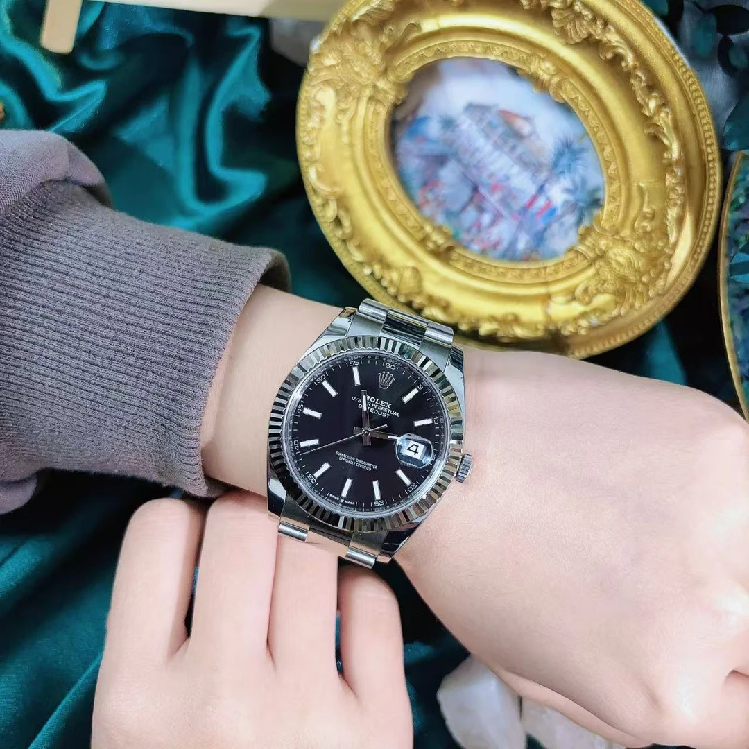 99新 Rolex/劳力士 日志126334黑条间白金41mm自动机械单表