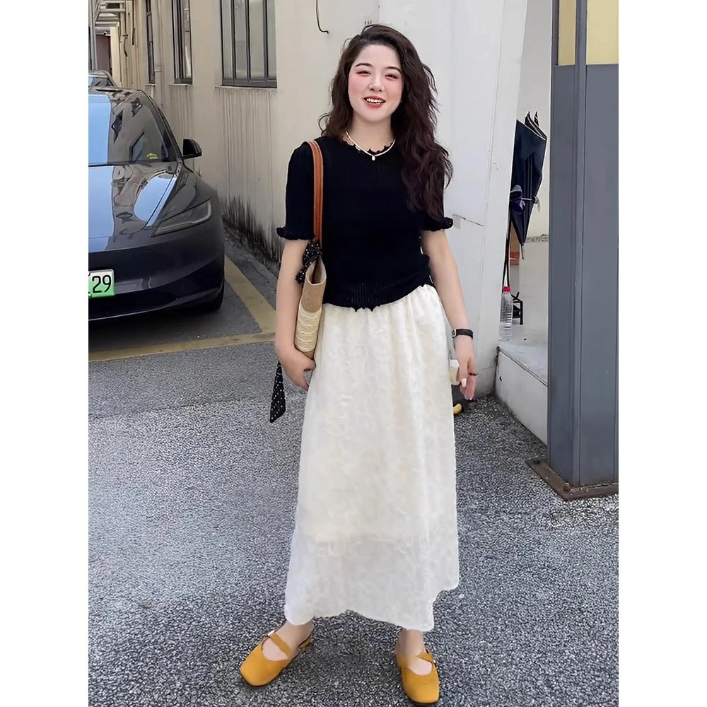 裙子套装女夏季超火减龄一整套穿搭韩系独特绝美蕾丝半身裙两件套