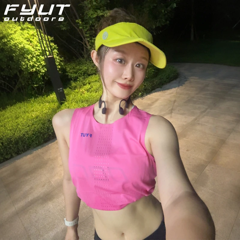 FYUT户外运动登山徒步透气速干上衣2025夏季款无袖玫粉色风洞背心