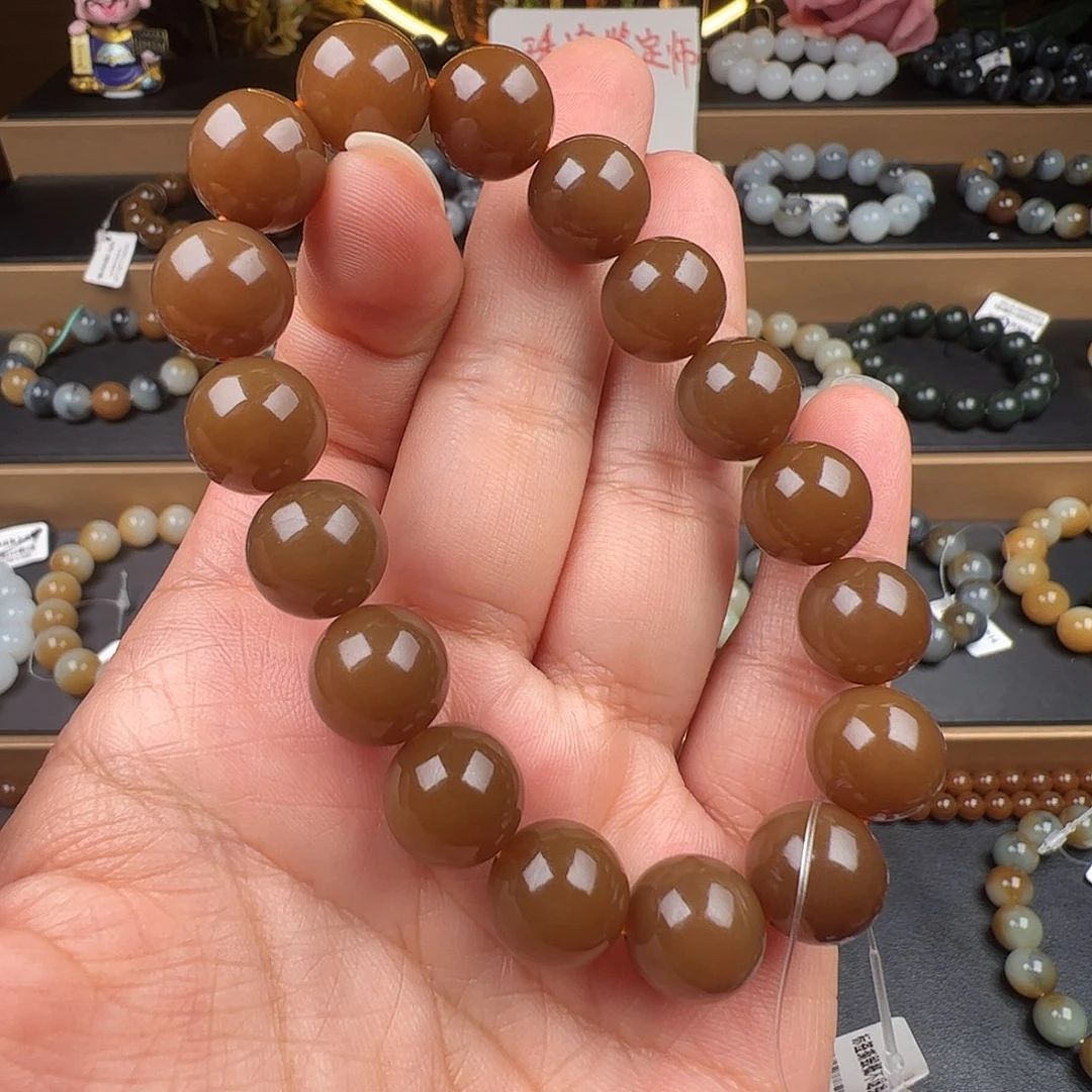 和田玉未镶嵌手链新疆且末金山色标级老红糖