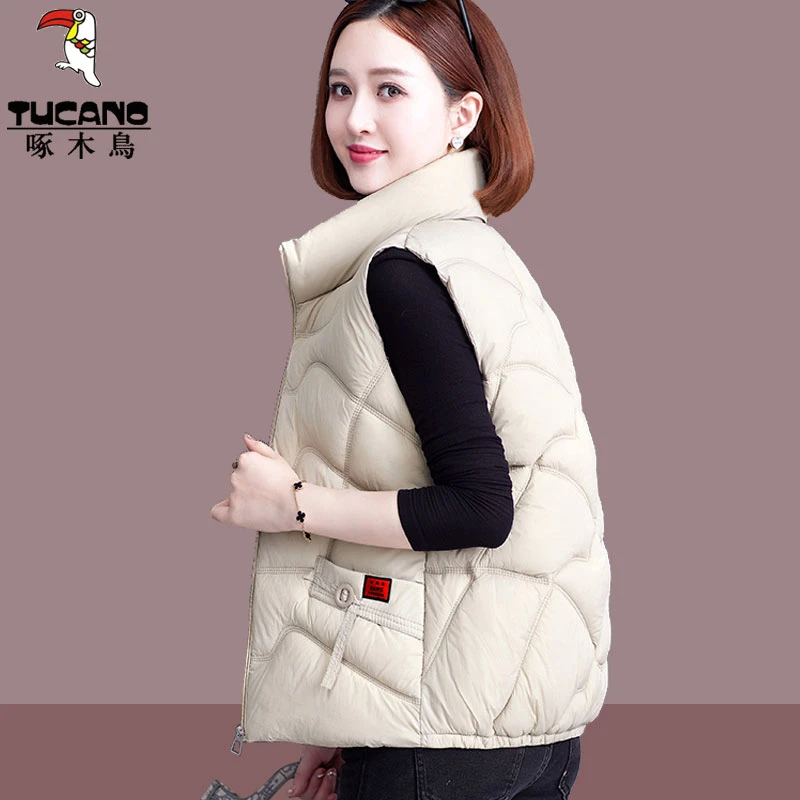 啄木鸟冬季外穿棉马甲女2025新款洋气妈妈小个子保暖马夹背心外套