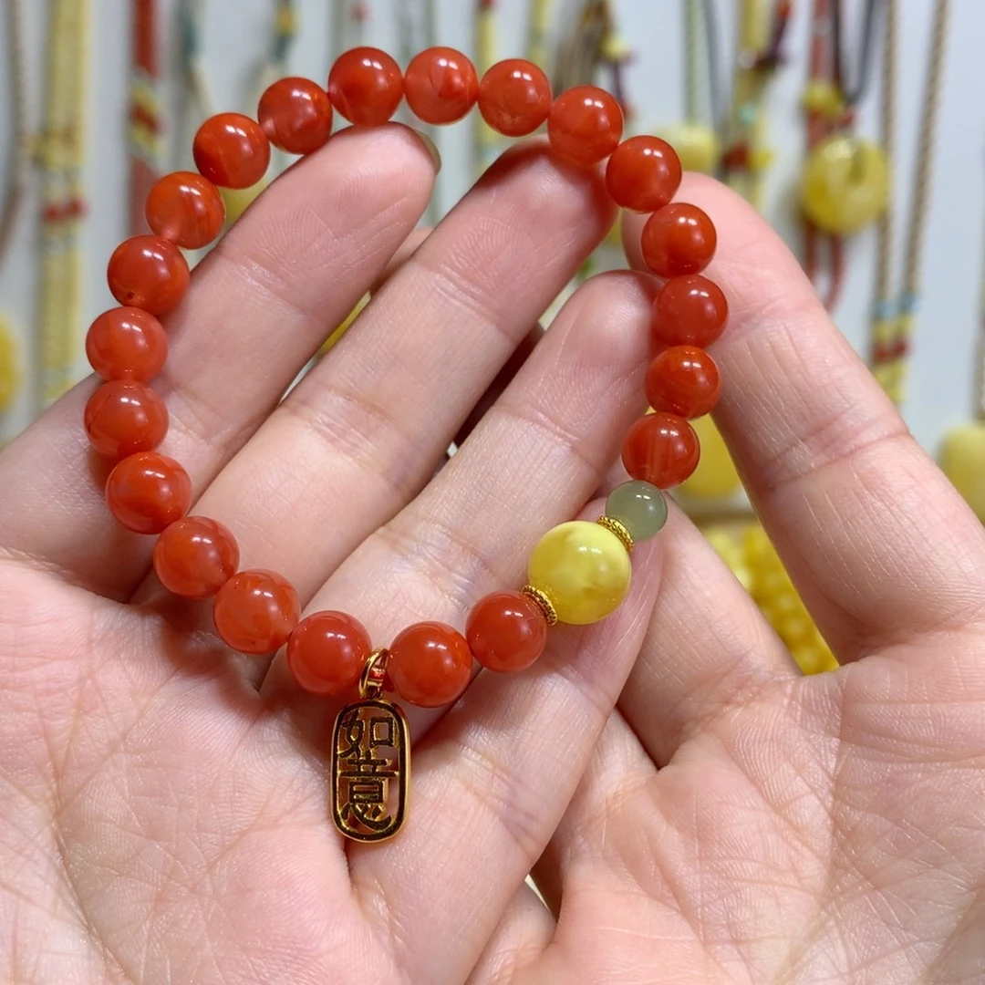 南红玛瑙未镶嵌手链7.8mm