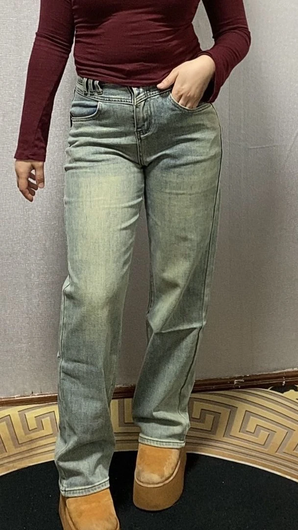 3156新款微喇叭裤热卖网红时尚百搭潮流显身材天蓝色阔腿牛仔裤