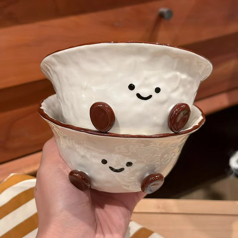 可可豆胖脚丫系列深盘双耳碗饭碗
