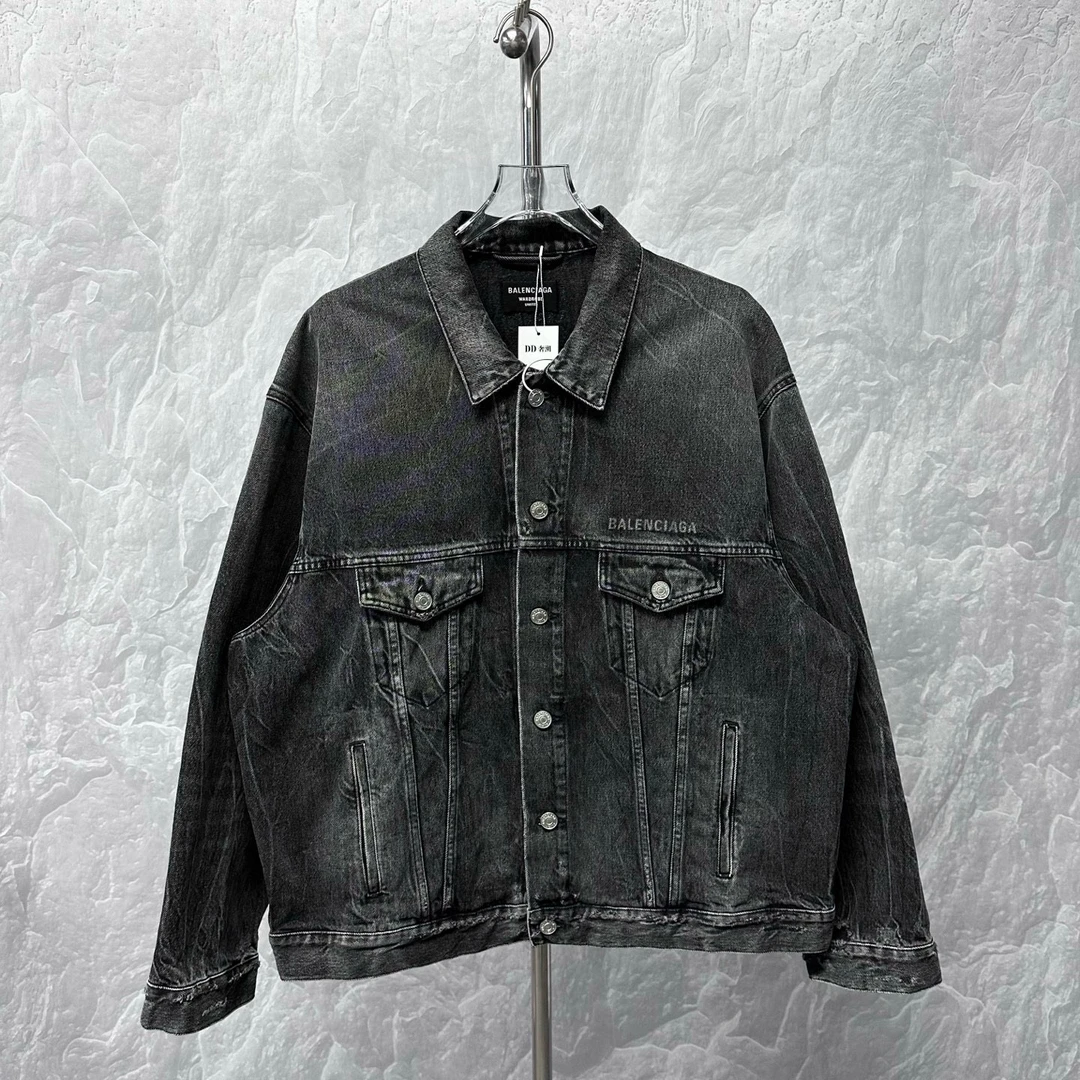 99新 Balenciaga/巴黎世家 笑脸印花牛仔外套 L码 J01562