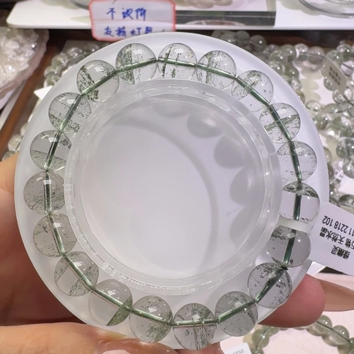 多***哆未镶嵌手链水晶巴西绿幽灵10.2mm
