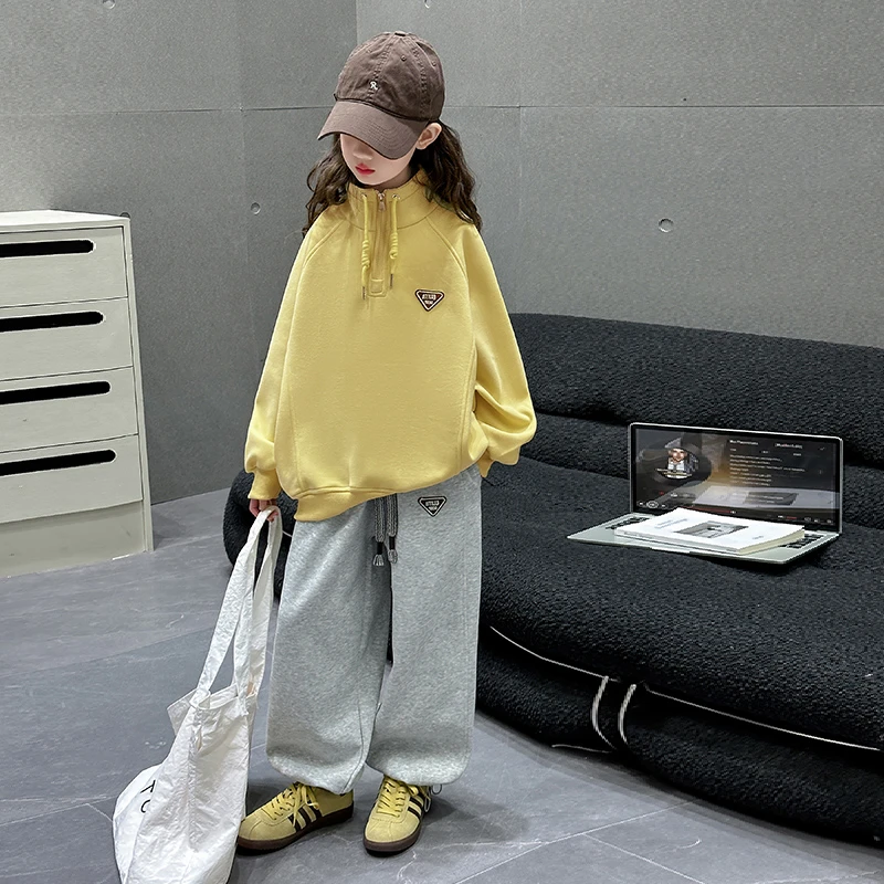 女童卫衣春秋款套装2025新款女孩大童运动春装儿童洋气春季两件套