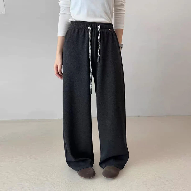 8366zuowooon左维2025秋休闲高腰休闲卫裤女直筒阔腿长裤糯米裤子