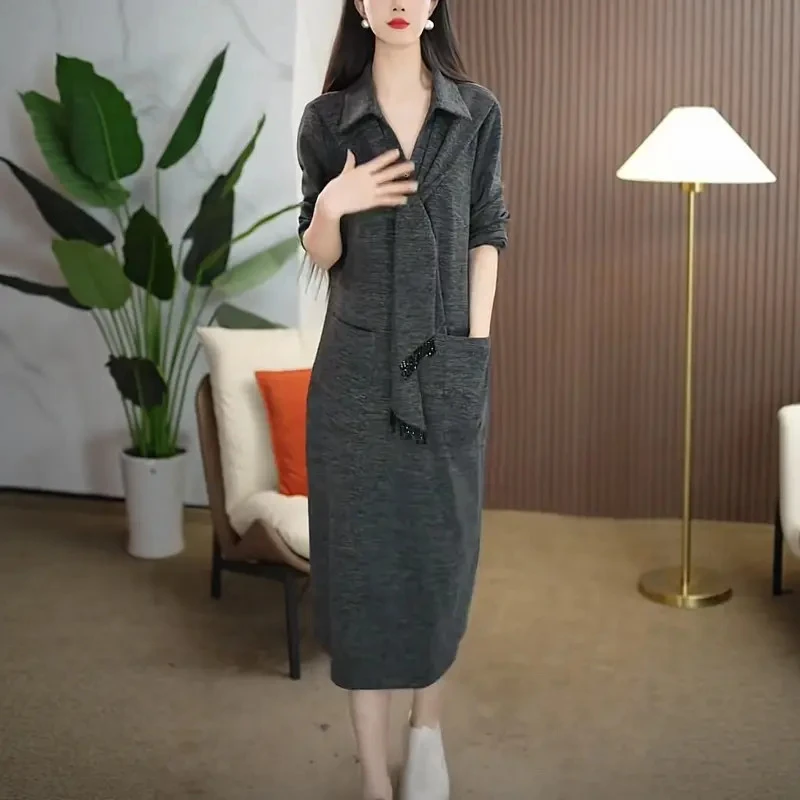 时尚气质显瘦修身减龄长袖连衣裙2025新款连衣裙