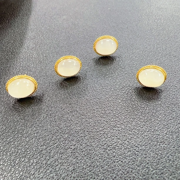 和田玉白玉s925蛋面耳钉ZYY（多样性发其一）