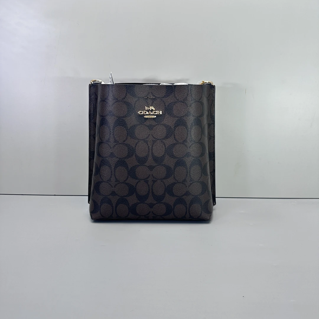 99新 COACH/蔻驰 mollie黑拼老花小水桶包20*22*10cmM010809