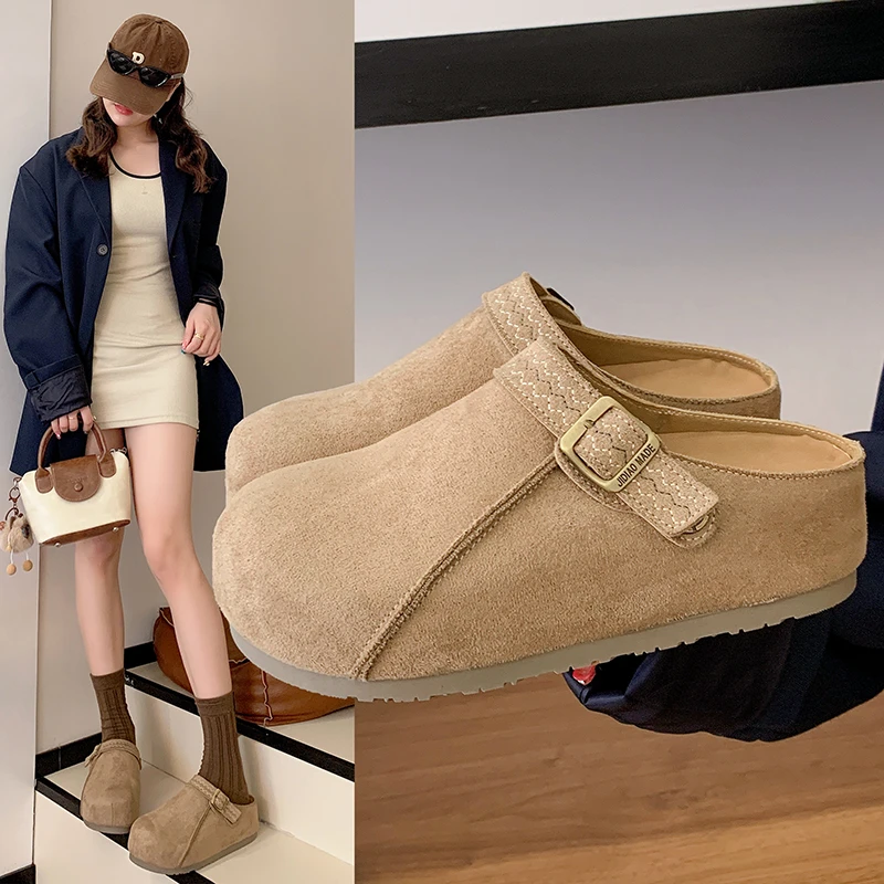 内增高勃肯半拖鞋懒人一脚蹬2025新款厚底包头拖鞋外穿勃肯鞋女鞋