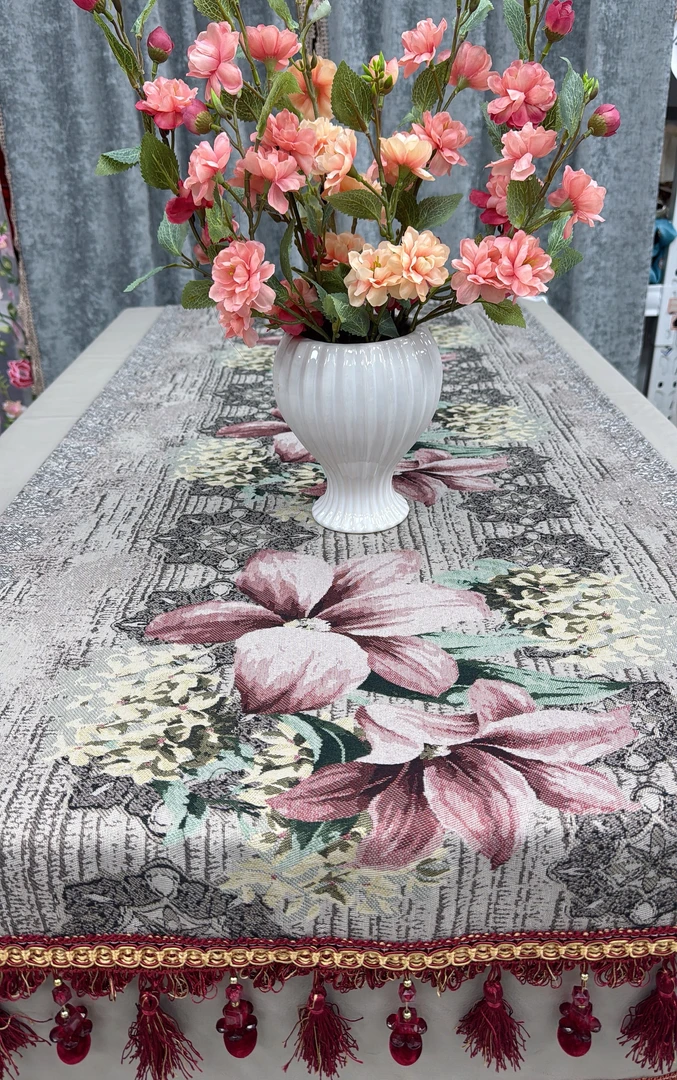 内径60*150（含花边170）天丝亚麻色织提花冰箱盖巾斗柜万能盖巾