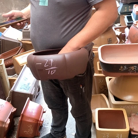 紫砂花盆手工艺品