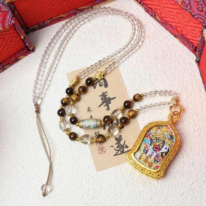 非金属珐琅吊坠 【甄选正品】扎基拉姆虎眼石唐卡吊坠