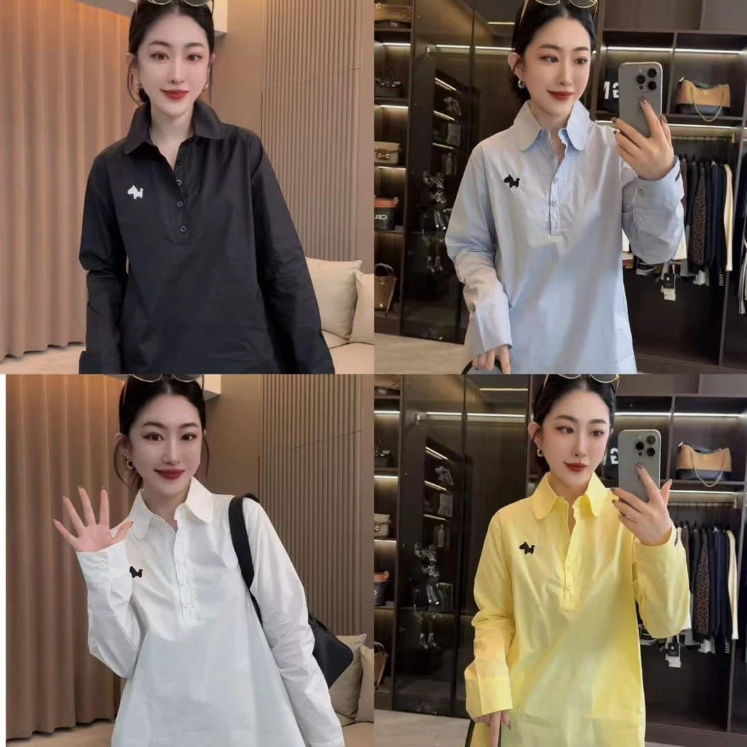 【CL·丽丽家】欧货胸前刺绣小马polo领中长款衬衫