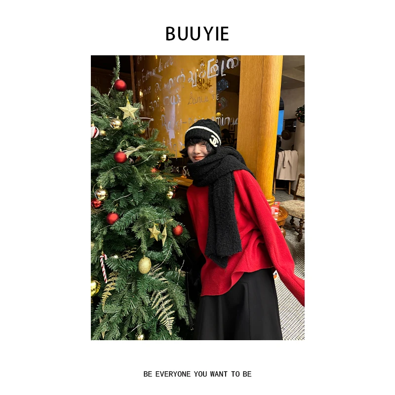 BUUYIE 25SS【冬日火焰】简约百搭纯色套头打底衫 2470568