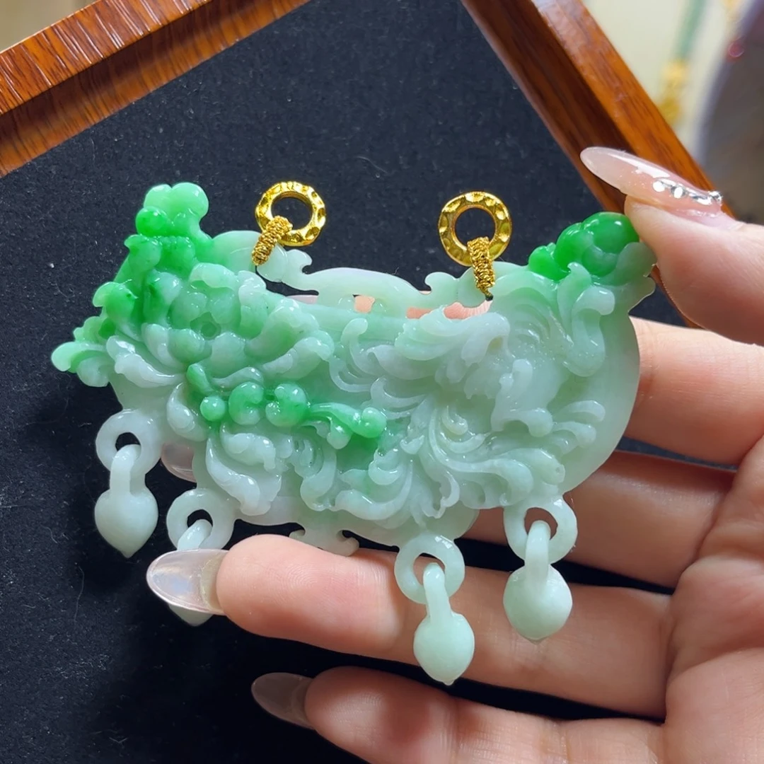 翡翠未镶嵌吊坠(赠链)凤凰牡丹