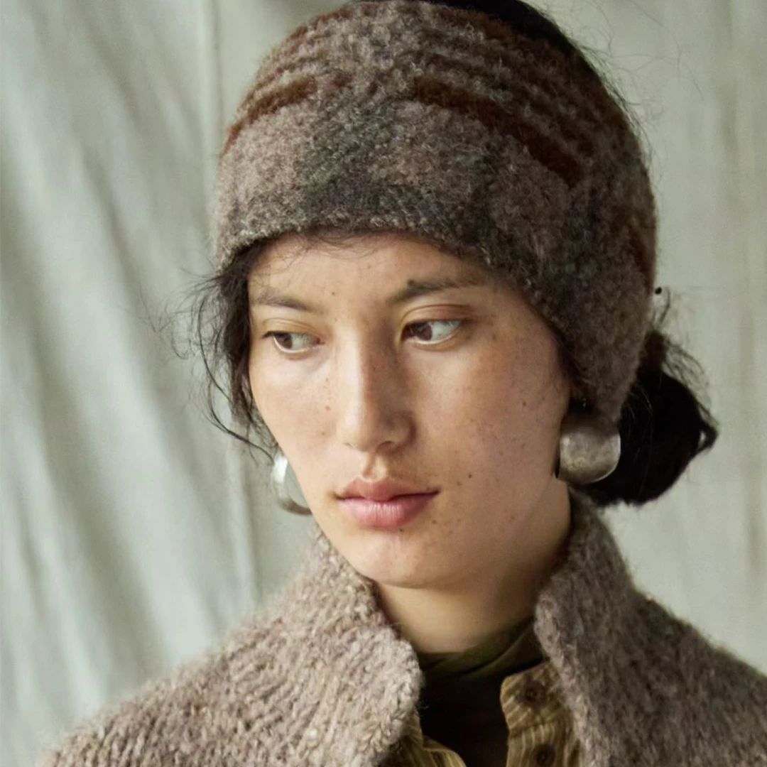 左岸迷香 Z25FW7242 布衣分享羊驼毛【针织头套】原创复古发饰发套