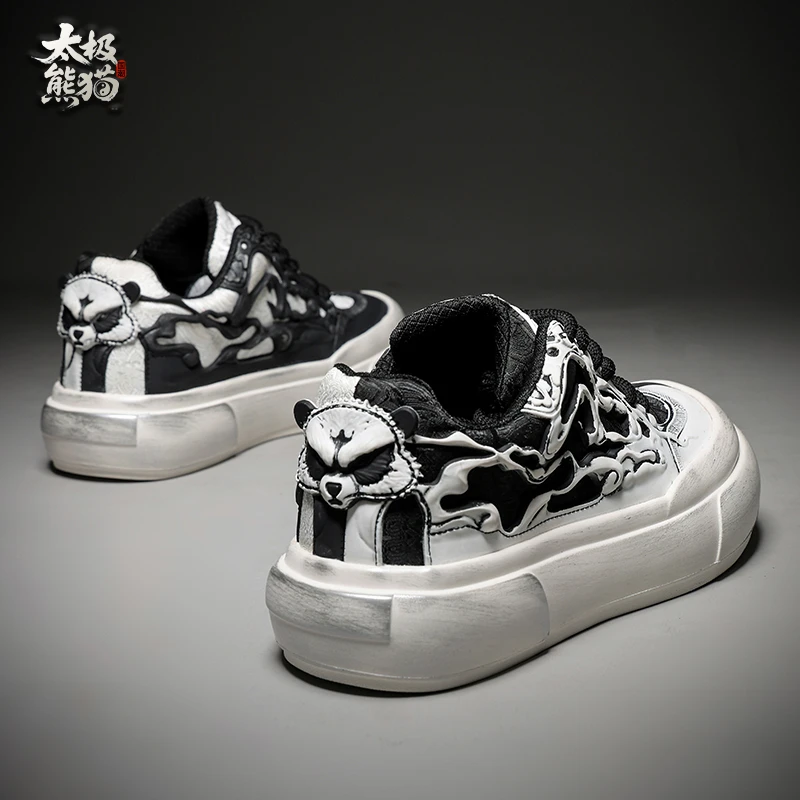 三古三新 太极·熊猫 原创国风文化潮牌男鞋冬季时尚休闲板鞋男生