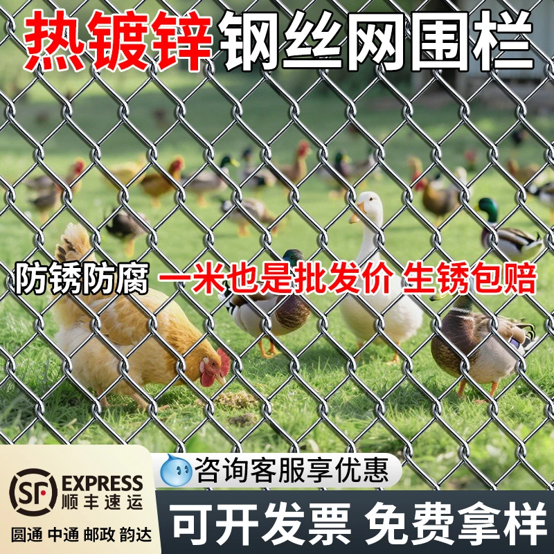 热镀锌钢丝网防锈铁丝网勾花网养鸡菜园养殖围栏网格护栏防护家用