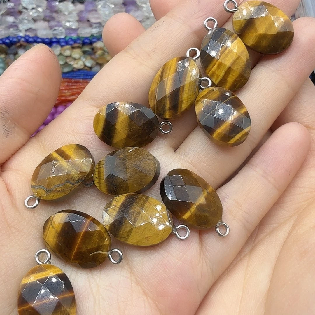 珠宝半成品水晶未镶嵌13×18虎眼椭圆切面两颗