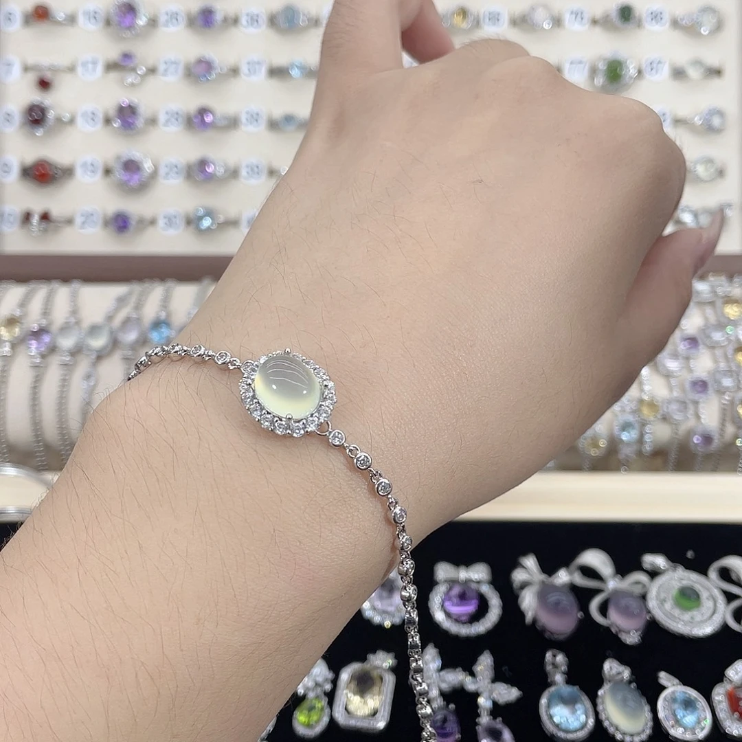 岫玉银S925镶嵌手链